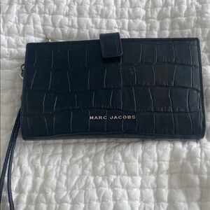 Matc Jacob’s black leather croc pattern wristlet